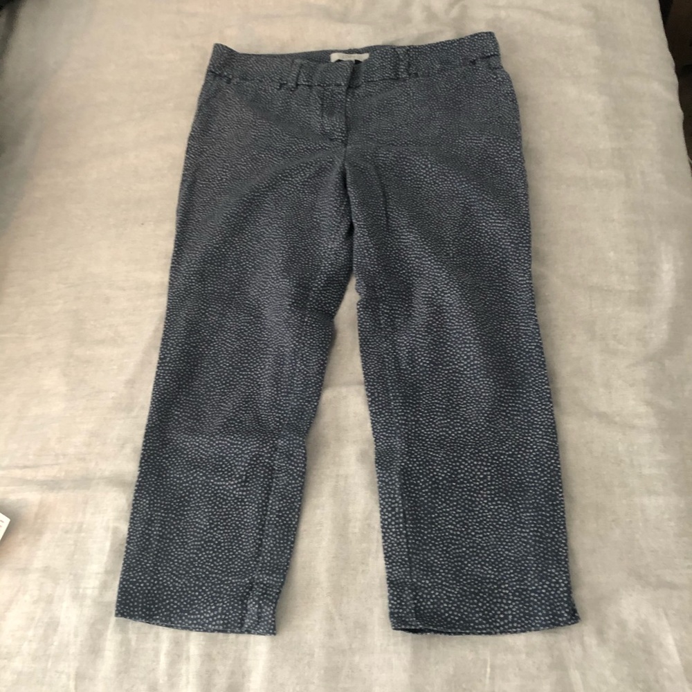 Loft Marisa white polka dots on blue pants